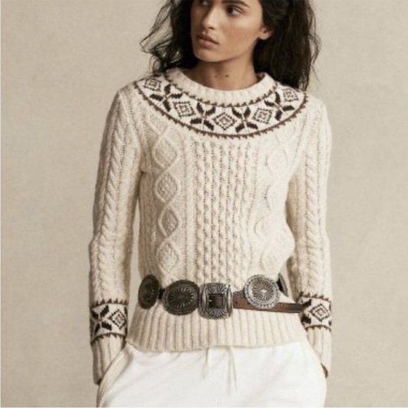 Polo Ralph Lauren Sweaters - NWT Polo Ralph Lauren Nordic Fair Isle Aran Chunky Cable Knit Sweater. 100% Wool